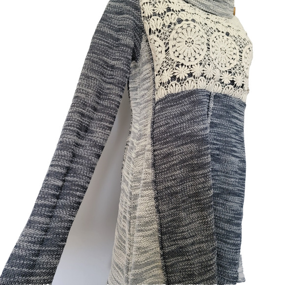 Maurices Boho Lace Embroidered Tunic Sz M Blue Gray Cottagecore Whimsy Country - Picture 3 of 8